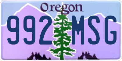 OR license plate 992MSG