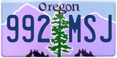 OR license plate 992MSJ