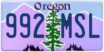 OR license plate 992MSL