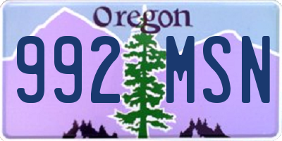 OR license plate 992MSN