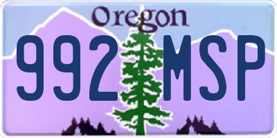 OR license plate 992MSP