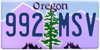 OR license plate 992MSV