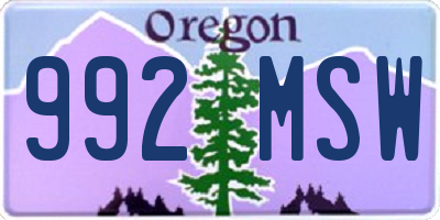OR license plate 992MSW