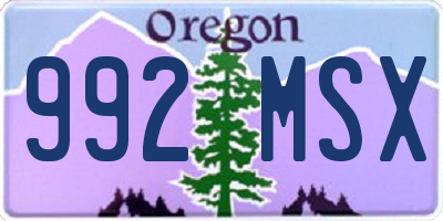 OR license plate 992MSX