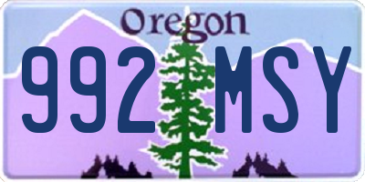 OR license plate 992MSY