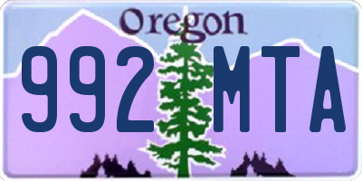 OR license plate 992MTA