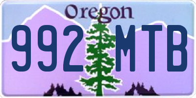 OR license plate 992MTB