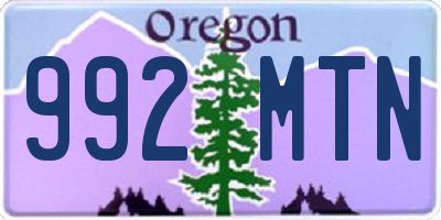 OR license plate 992MTN