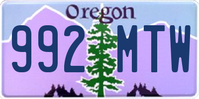 OR license plate 992MTW