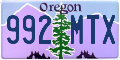 OR license plate 992MTX