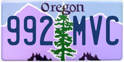 OR license plate 992MVC