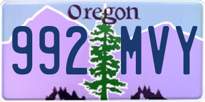 OR license plate 992MVY
