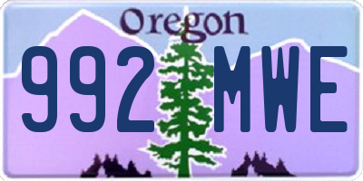 OR license plate 992MWE