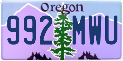 OR license plate 992MWU