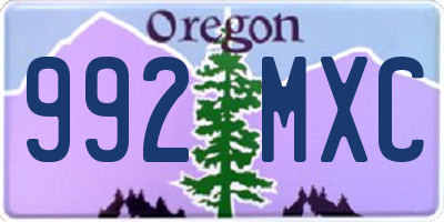 OR license plate 992MXC