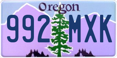 OR license plate 992MXK