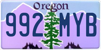 OR license plate 992MYB