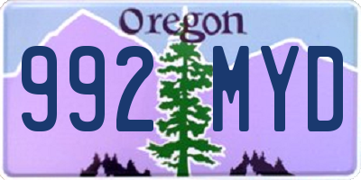OR license plate 992MYD
