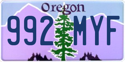 OR license plate 992MYF