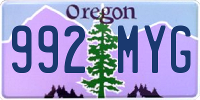 OR license plate 992MYG