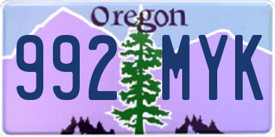 OR license plate 992MYK