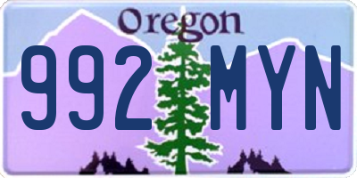 OR license plate 992MYN