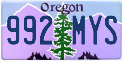 OR license plate 992MYS