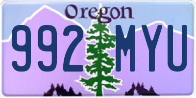 OR license plate 992MYU