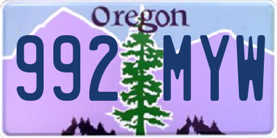 OR license plate 992MYW