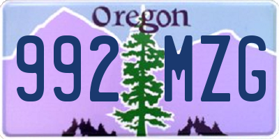 OR license plate 992MZG