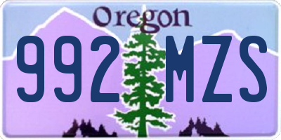 OR license plate 992MZS