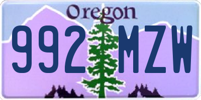 OR license plate 992MZW