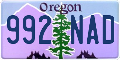 OR license plate 992NAD
