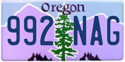 OR license plate 992NAG