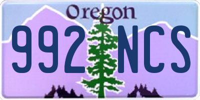 OR license plate 992NCS