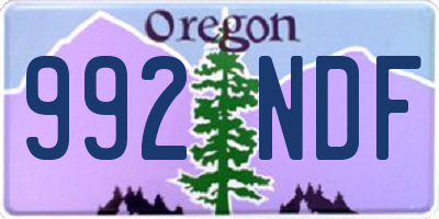 OR license plate 992NDF
