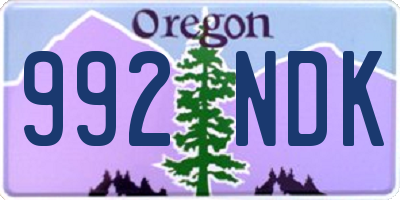 OR license plate 992NDK