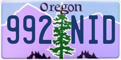 OR license plate 992NID
