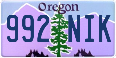 OR license plate 992NIK