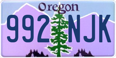 OR license plate 992NJK