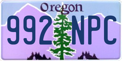 OR license plate 992NPC