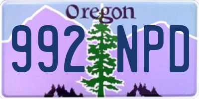 OR license plate 992NPD