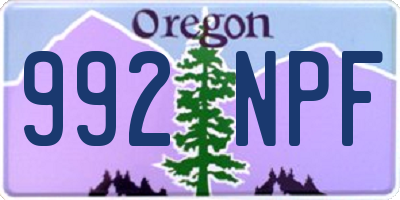 OR license plate 992NPF