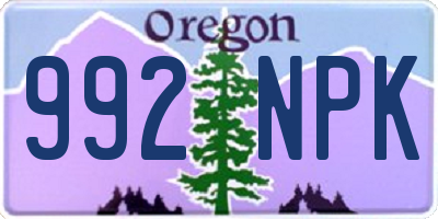 OR license plate 992NPK