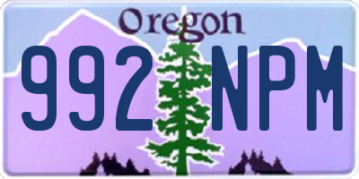 OR license plate 992NPM