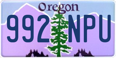 OR license plate 992NPU