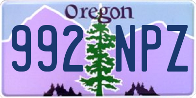 OR license plate 992NPZ
