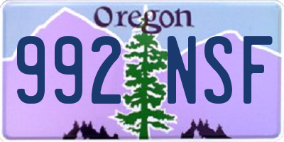 OR license plate 992NSF