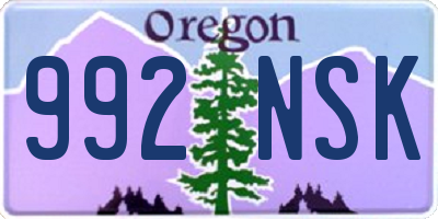 OR license plate 992NSK