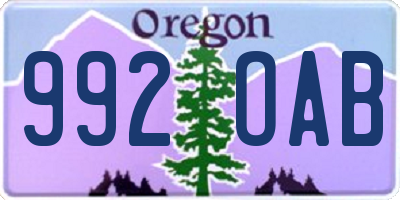 OR license plate 992OAB